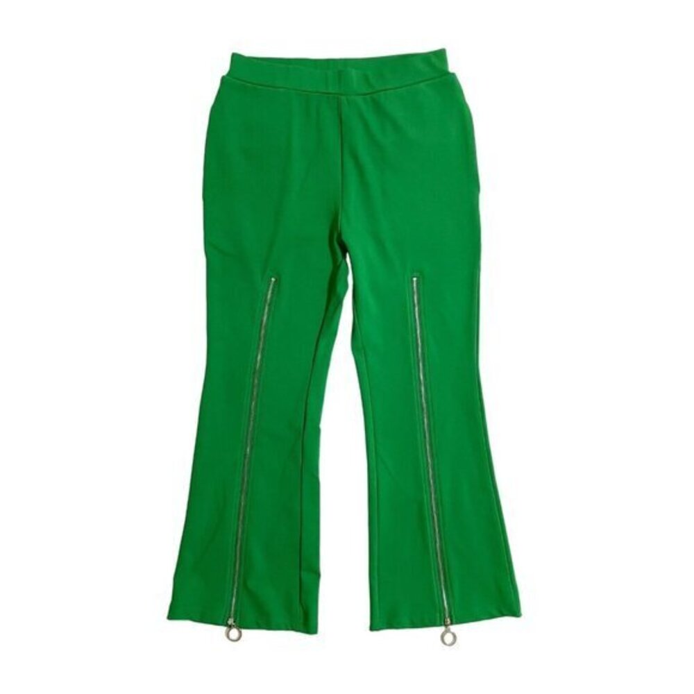 TOV Los Angeles Green Pants Kick Flare Front Zippers Sz 40 New